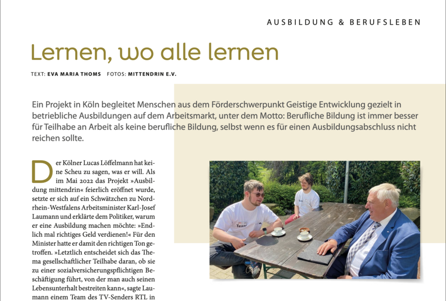 Bild von einem Artikel mit der Überschrift „Lernen, wo alle lernen"