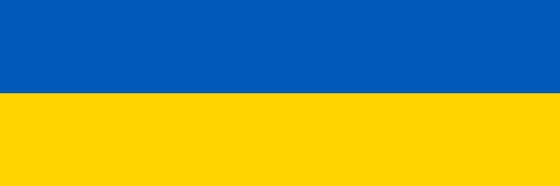 Ukrainische Flagge: die obere Hälfte ist blau, die untere Hälfte gelb.